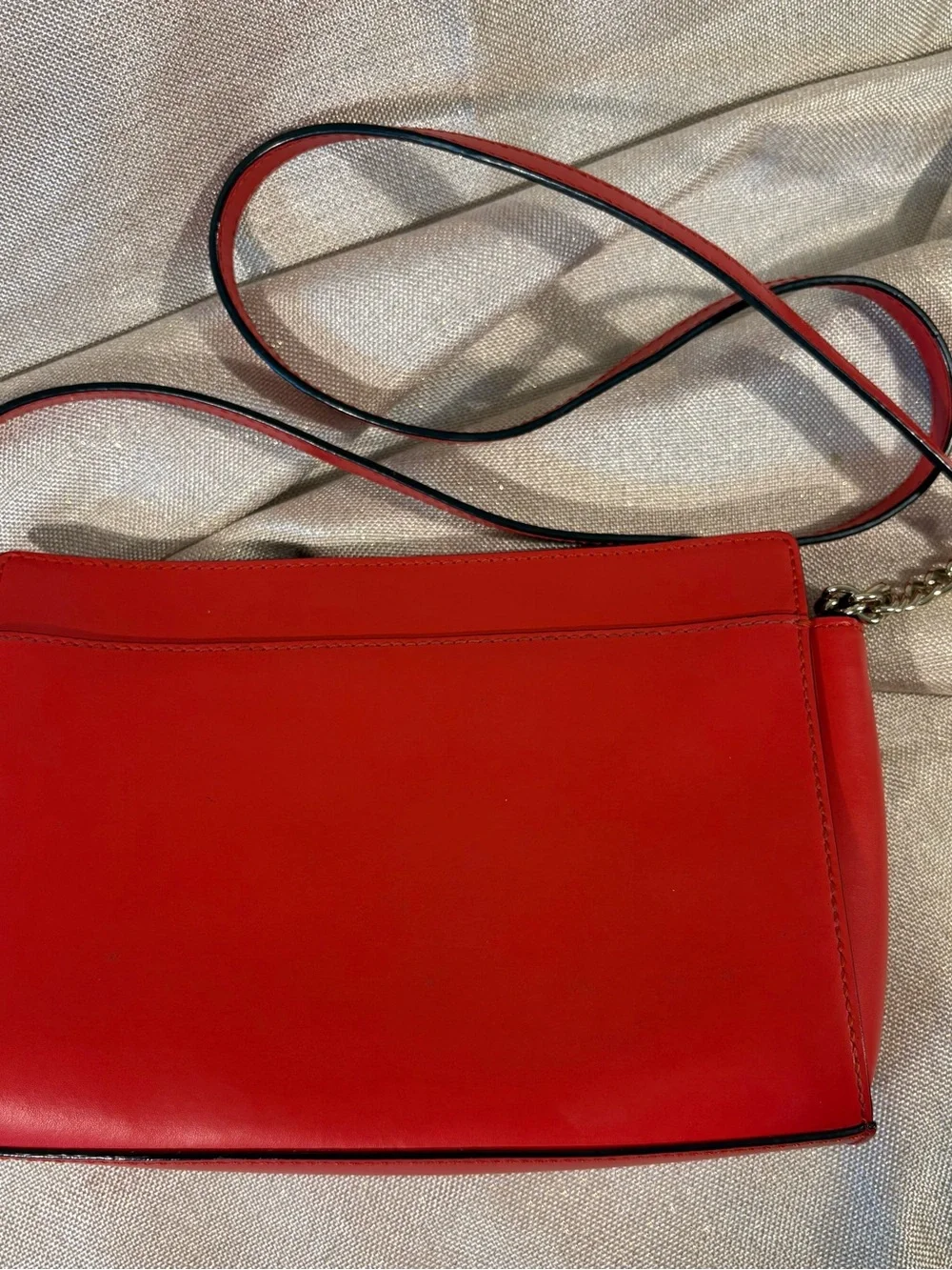 Kate Spade Red Leather Bow Crossbody Bag Gold Chain Strap